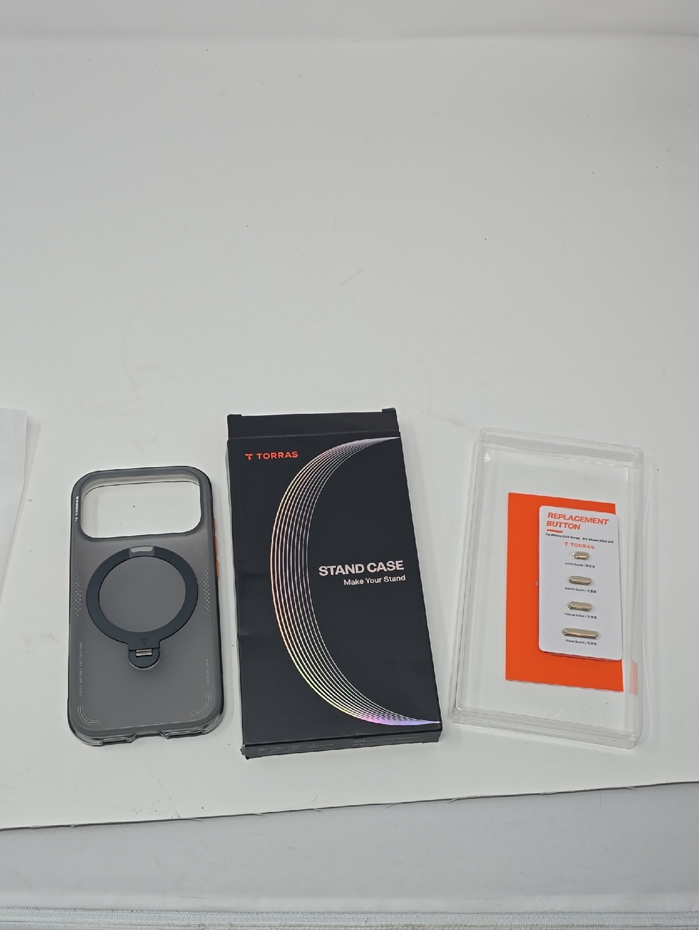 Gray Stand Case with Ring for Cell Phones I Phone17 Pro